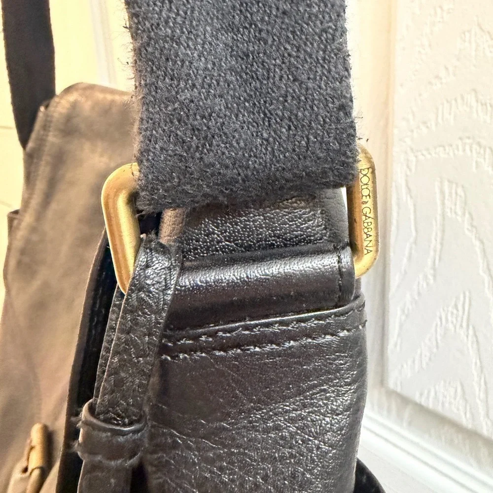 Dolce & Gabbana Black Leather Vintage Messenger Bag